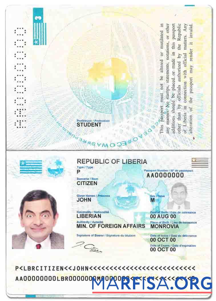 Blank Liberia passport real example